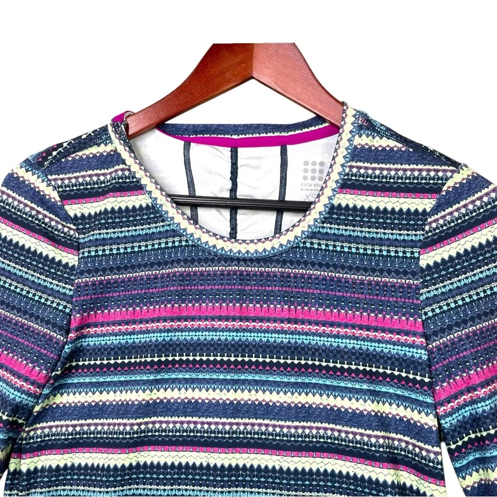 Title Nine Women Top Striped Long Sleeve Shirt Size XS Stretch Breathable - Picture 3 of 14